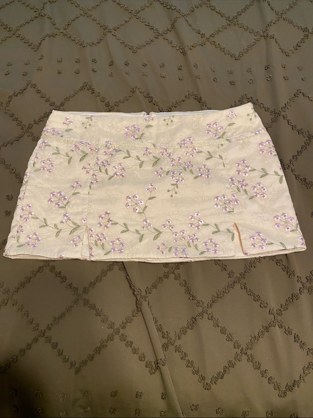 Embroidered Floral Mini Skirt in Light Pink